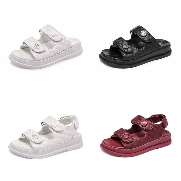 

fashion women sandals flat casual shoes red white genuine leather open toe big size large summer closed#529, Black