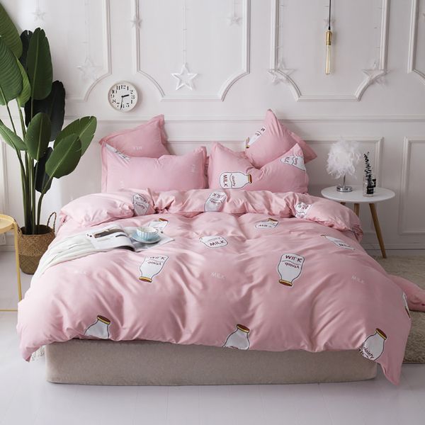 

lychee cartoon printed bedding set lovely home bedding set full king twin  winter bedclothes 4pcs/set
