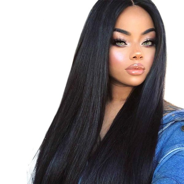 

360 lace frontal wig brazilian human hair wig straight pre plucked with baby hair natural black lace front remy hair wigs