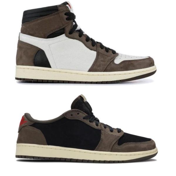 

1 high og travis scotts cactus jack suede dark mocha ts sp 3m basketball shoes men women 1s low travis scotts sneakers with box
