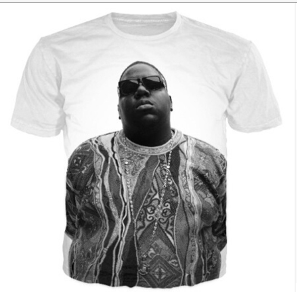 

модный рэпер notorious b.i.g. biggie smalls tupac 2pac женщины / мужчины новое лето унисекс смешно 3d печати crewneck повседневная футболка, White;black