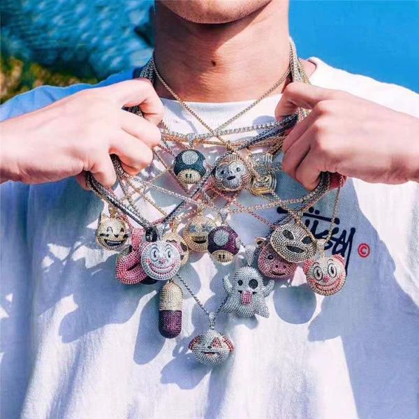 

joachim designer pendant necklace fashion mens hip hop necklace jewelry iced out pendant necklaces with gold rope chain k3729, Silver