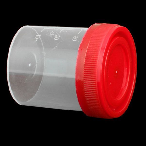 

5x graduated plastic specimen cup recipient with lid