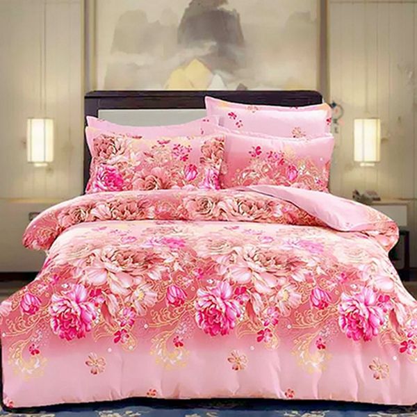 

brushed fabric bedding sets skin-friendly sanding duvet cover set 4pcs quilt sheets pillowcase bedding linens twin double  king