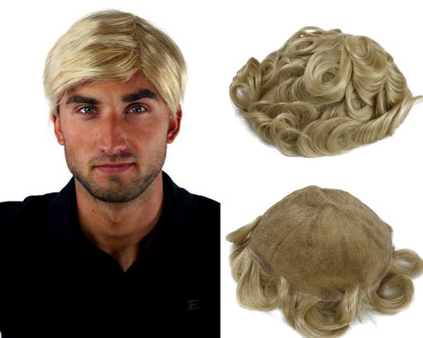 Ash Blonde Color Toupee For Men Full Swiss Lace Hair Pieces