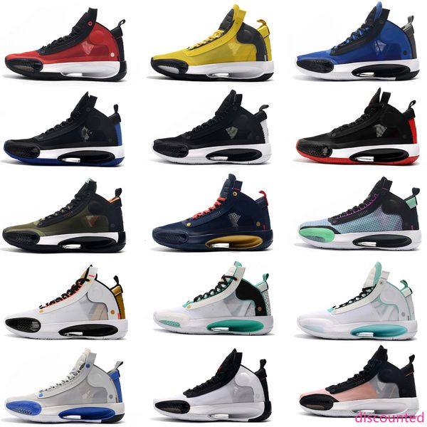 

2020 мужская новые jumpman xxxiv 34 затмение голубой бездны черный белый красный зеленый мужские ботинки баскетбола 34s тренеров athletic ди