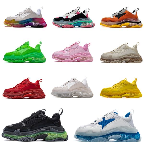 

selling green white black blue womens mens casual shoes triple s paris 17fw vintage fashion mens designer trainers 36-45