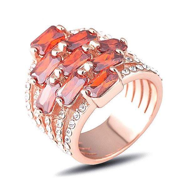 

[ddisplay]luxury crystal zircon garnet ring lady exquisite big transparent gem rings jewelry girlfriend lover champagne rings wedding, Silver