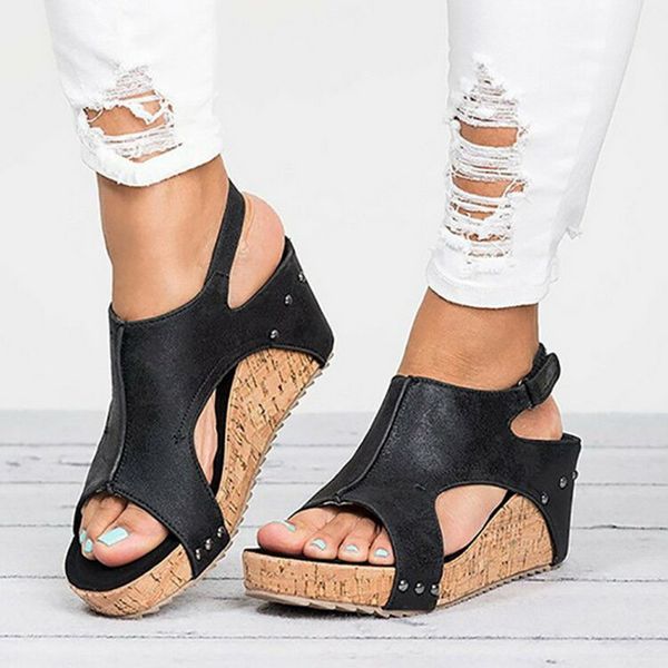 

adisputent platform sandals wedges shoes for women heels sandalias mujer summer shoes clog womens espadrilles women sandals, Black