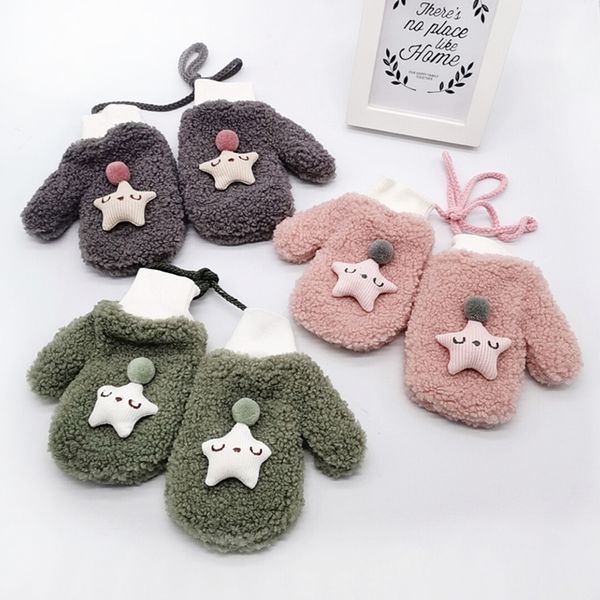 

women winter halter total finger stars cashmere cartoon print gloves