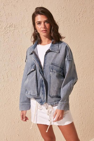 

trendyol каѬманнй detail негабаѬине denim jacket twoss20ce0175, Black;brown