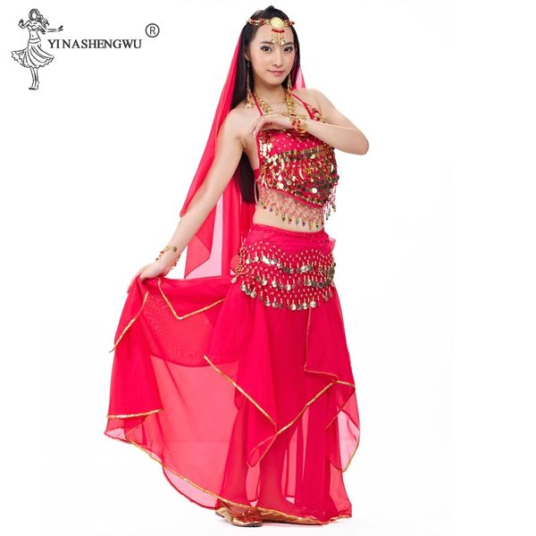 

belly dancing costume sets egyption egypt belly dance costume 5pcs/set bollywood dress bellydance dress forwomen, Black;red