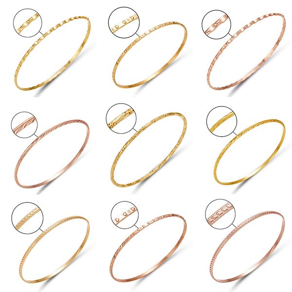 

rinhoo fashion gold color rose gold bangle alloy emboss metal grain bracelet bangle charm wedding party jewelry gift for women, Black