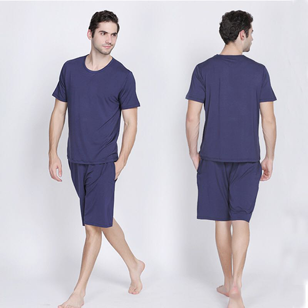 

men's sleepwear 2021 pajama set men nightsuit casual bamboo soft breathable male pyjamas sets t-shirt + shorts home clothing, Black;brown