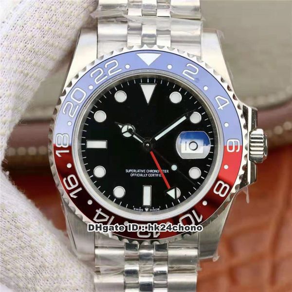 

ew лучшие часы gmt ii пепси eta2836 28800vph autoamtic мужские часы 126710 керамический ободок черный циферблат из нержавеющей стали ремешок, Slivery;brown