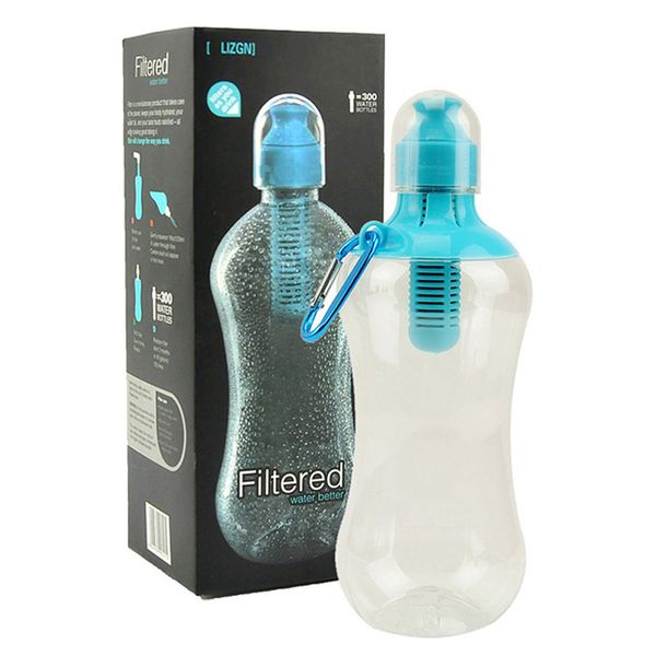

550ml drink bottle nature hike hydration filter outdoor hiking gym fitness running filtered drinking bottle for water