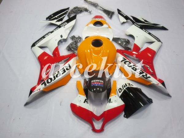 

new abs injection motorcycle full fairings kit fit for honda cbr600rr f5 2007 2008 07 08 600rr bodywork set custom white orange gloss