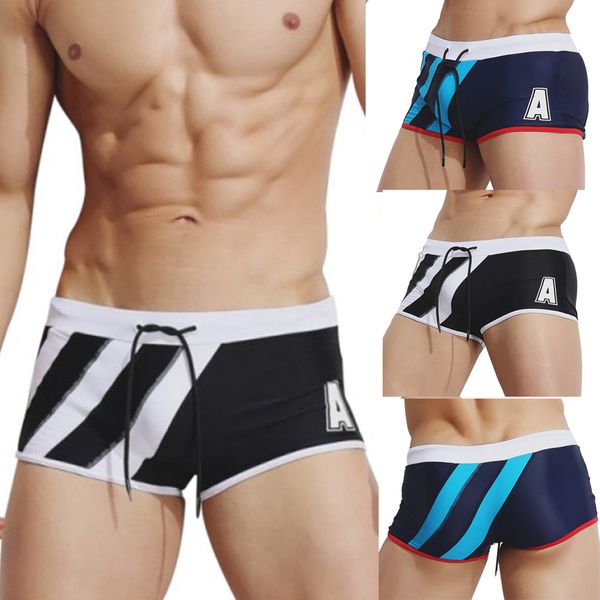 

men's swimwear 2021 swimming trunks for men low summer fashion belt drawstring fitness beach sports trousers short deportivo mujer