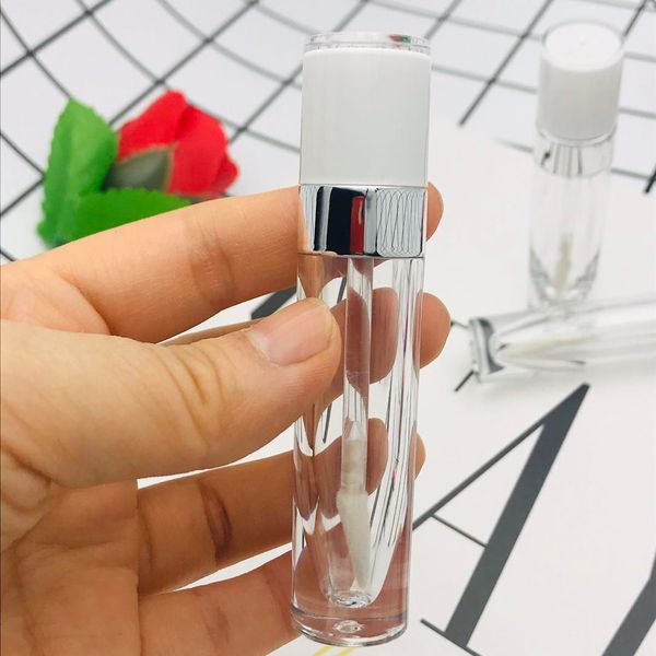 

new 5ml mini lip gloss tube empty abs lip balm tubes with white cap cylinder small sample cosmetic container