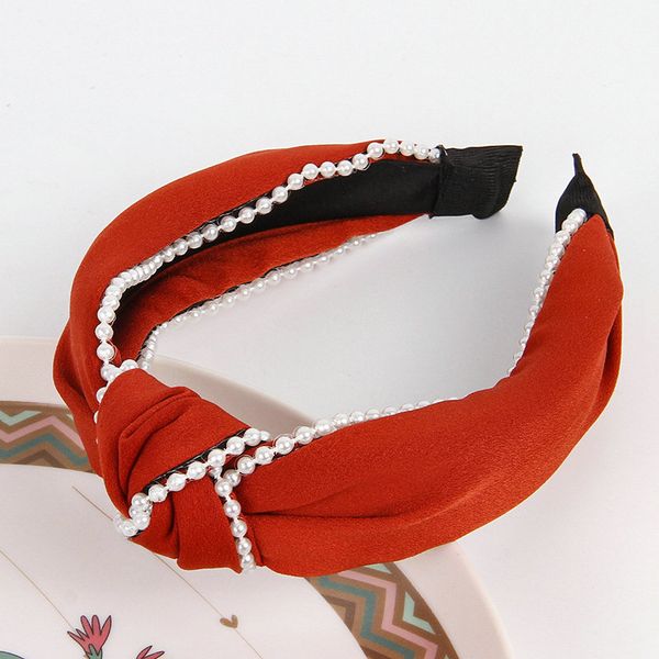 

satin pearl cross headband hairbands for lady wedding hair band pearl head bands olive green hair style for long hair tkaoz, Black;brown