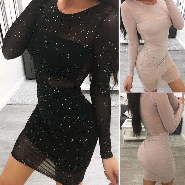 

женщина платья женской одежды new empire sexy женщин bodycon тощий оболочки тонкий длинные рукава o шеи лето clubwear дамы коктейль мини, Black;gray