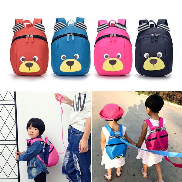 

fashion children backpack anti-lost canvas bag cartoon animal bear pattern kindergarten kids baby school bags 88 sale