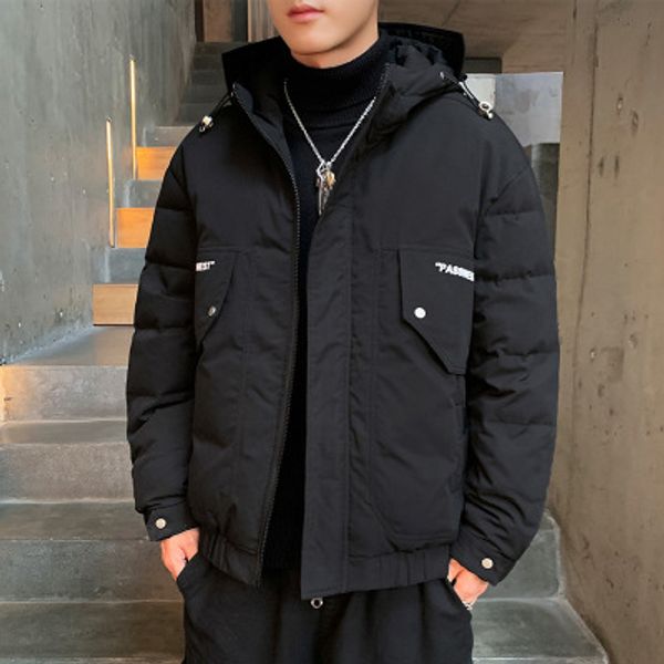 

mens new fashion winter jackets coats parkas thick hooded coats warm solid male jackets casual outerwear warm plus size, Black