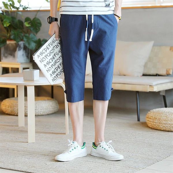 

summer 2019 jogger sporting thin pants men male cotton linen elastic waist fitness pants workout large size m-6xl 7xl regullar, Black