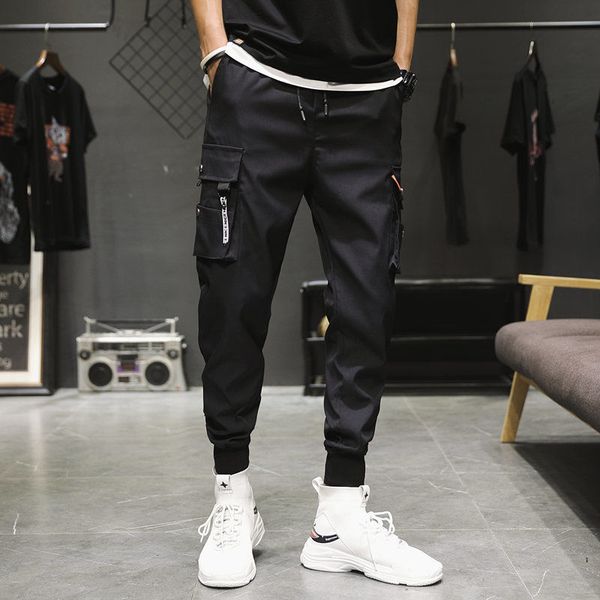 

2019 cargo pants for men multi-pocket harem hip pants man trousers streetwear sweatpants hombre male casual fashion plus 5xl, Black