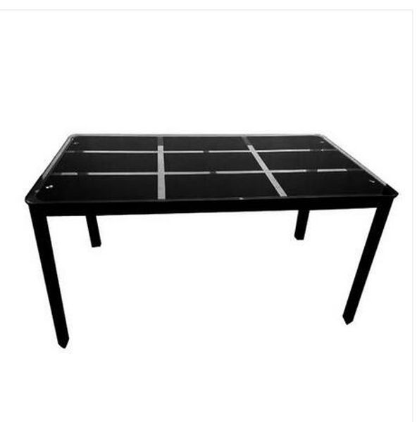 

wholesales rectangle tempered glass dining table with nine block box pattern black