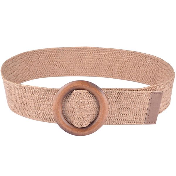 

braided belt with wooden buckle ladies casual solid luxury fashion dress summer women women straw belt wood, Black;brown
