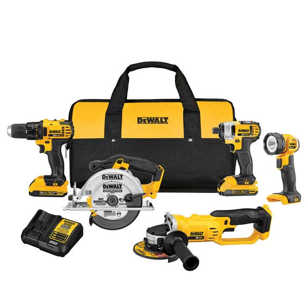 

Dewalt dck521d2 20 volt 5 tool drill driver aw grinder and light combo kit