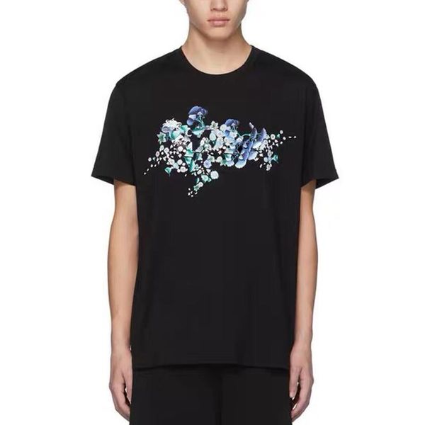 

20ss письмо с логотипом цветок печатных высокая-конец тройника высокая улица лето дышащий с коротким рукавом твердые футболки мода мужчины ж, White;black