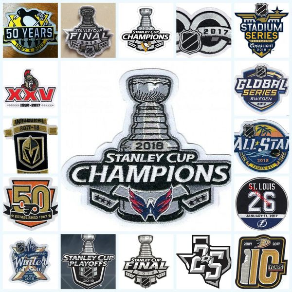

7 piece / lot,2018 stanley cup final champions washington capitals patch ottawa senators 25th vegas golden knights inaugural season patch