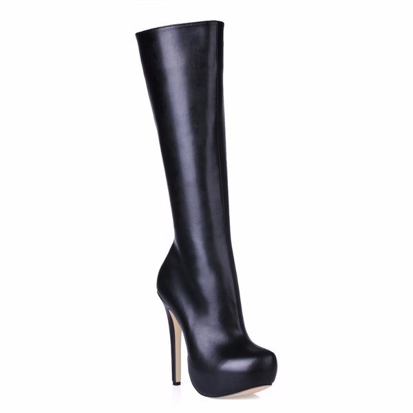 

chmile chau black fashion party shoes women stiletto high heels platform ladies knee-high boots zapatos mujer 3463bt-b1