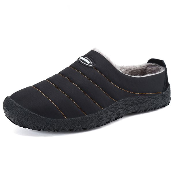 

christmas winter men shoes warm plush home slippers men flip flops non-slip indoor slippers home shoes zapatos de hombre, Black