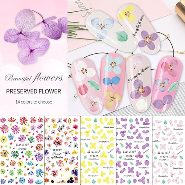 

imitation dried flower nail sticker eternal flower daffodil hydrangea diy nail decoration wh998, Black