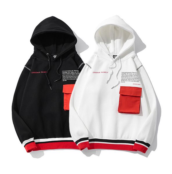 

women men designer hoodie letter print with pockets hooded sweater 2019 men luxury casual hoodie 2 colors s-2xl, Black