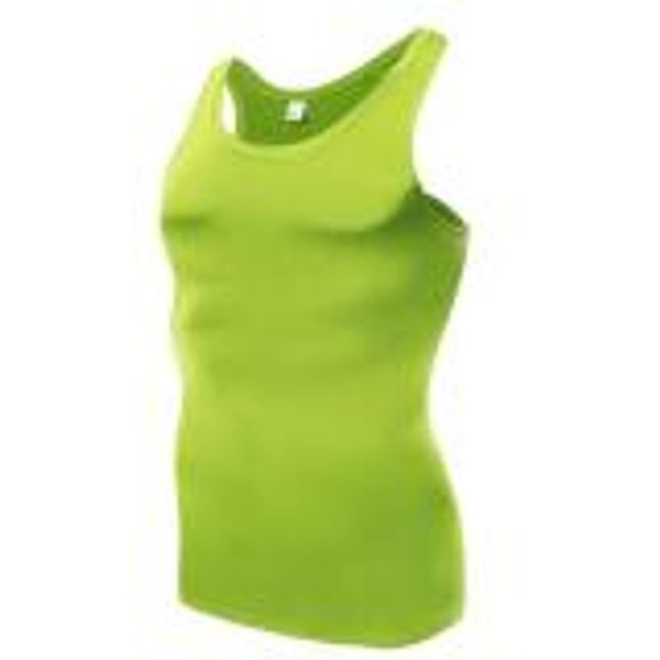 

men pro quick dry sports running fitness compression vest tight under base layer gym t shirts sleeveless - green, Black;blue