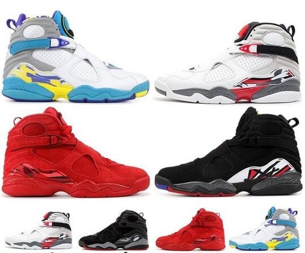

jumpman shoes 8 8s mens basketball shoes valentines day aqua white black chrome countdown pack 3peat playoff nik mens trainer sport sneakers