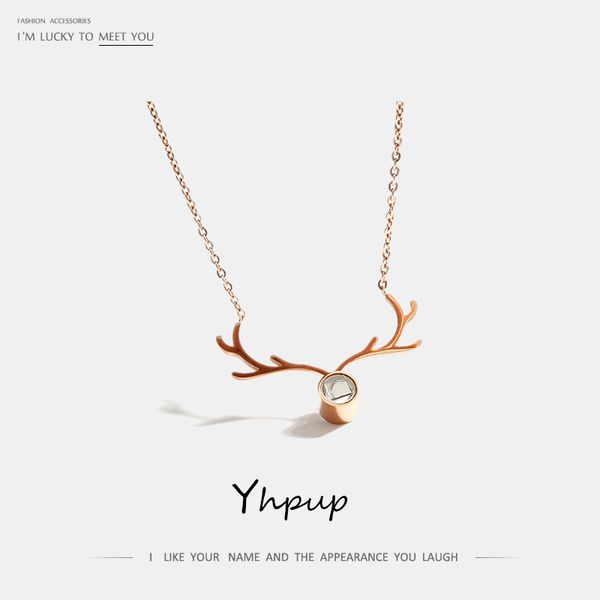 

yhpup trendy sweet romantic stainless steel christmas deer necklace love for girlfriend valentine women gift one hundred, Silver