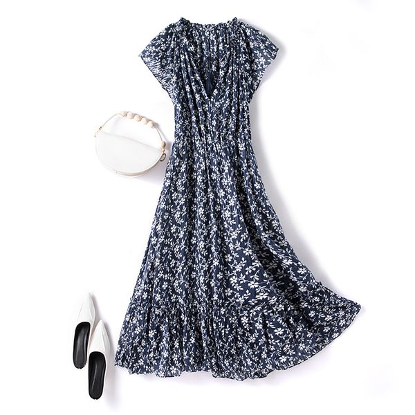 

summer dress woman 2020 new fashion silk cotton printed lace-up v-neck sleeveless slim drawstring waist a-line casual dress s-xl, Black;gray