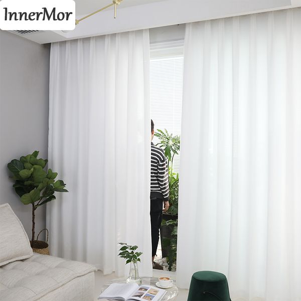 

innermor home decor white tulle curtains for living room half shading curtains for bedroom soft kitchen customized