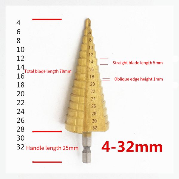 

1 / set of triangle hex handle step drill tower pagoda metal cutter bit useful bit 4-32 4-20 4-12 spiral groove plate