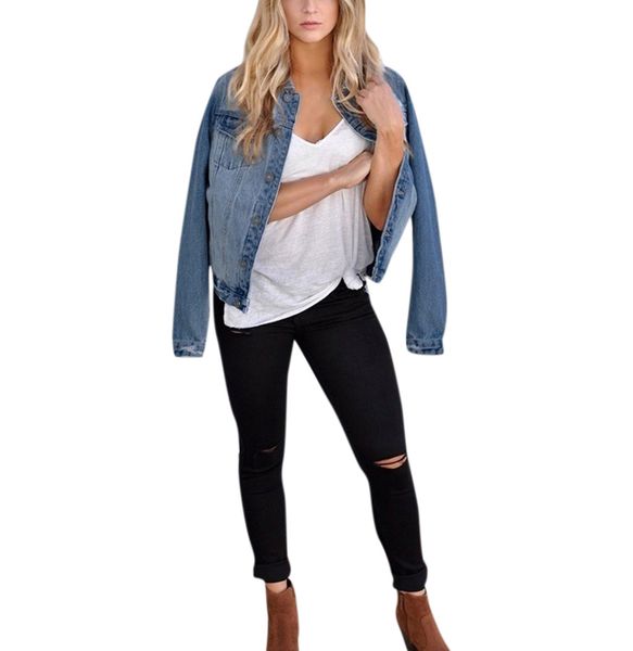 

new autumn women casual fashion denim jacket long jean coat bead wild outwear classic jean overcoat jaqueta jeans femina #e, Black;brown