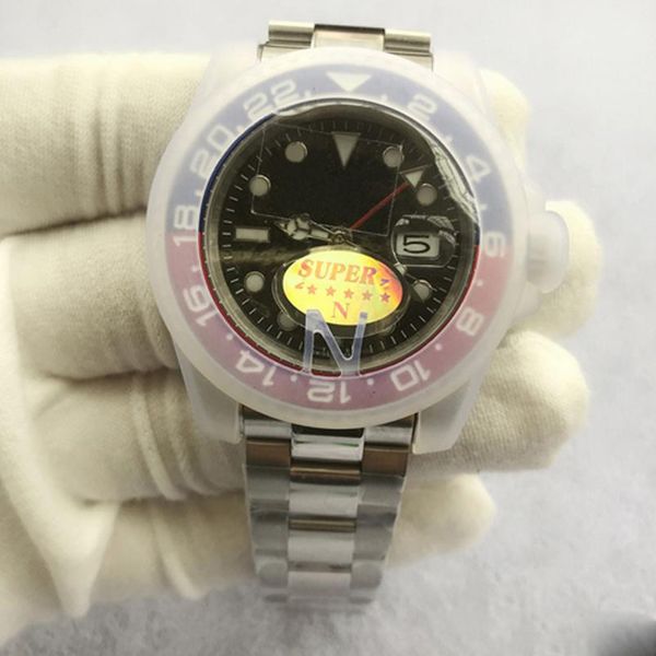 

mechanical automatic mens wristwatch 50m waterproof v3 stainless steel strap ceramic bezel sapphire glass gmt version new, Slivery;brown