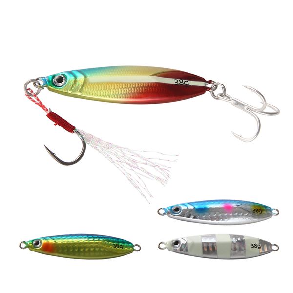 

20g/30g/40g japanese metal jigging lure artificial hard bait saltwater fishing lure slow pitch casting luminous jig with treble