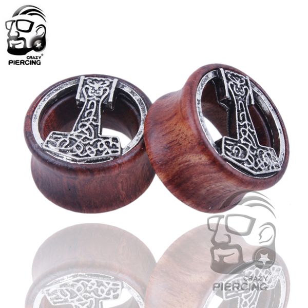 

fashion anchor flesh tunnels ear plugs big gauge piercing expande wood 8mm - 20mm piercing body jewelry for earring kits, Slivery;golden