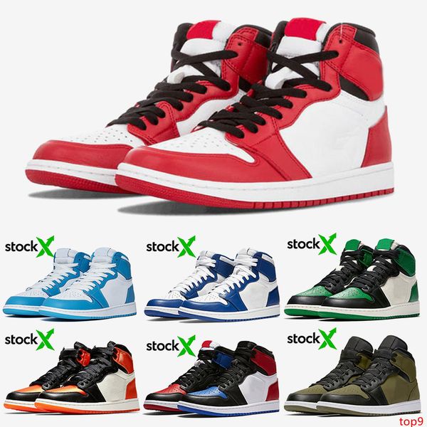 

chicago unc bred toe mens womens 1 1s basketball shoes pine green olive canvas shadow stock x mens trainers sneakers 5.5-12