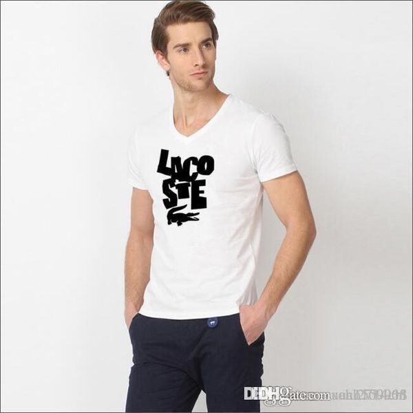 

men's v-neck short-sleeved shirt summer new sports casual quick dry half-sleeved men's t simple design fashion logo sports and lei, White;black